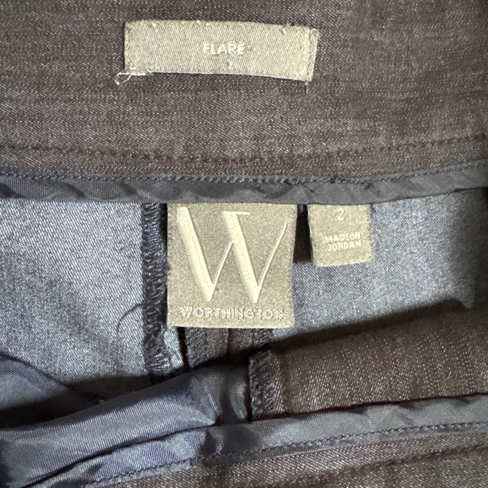 Worthington Flare Dress Pants Women 26x29 Dark Bue Stretch Career Officecore Y2k - Picture 3 of 6